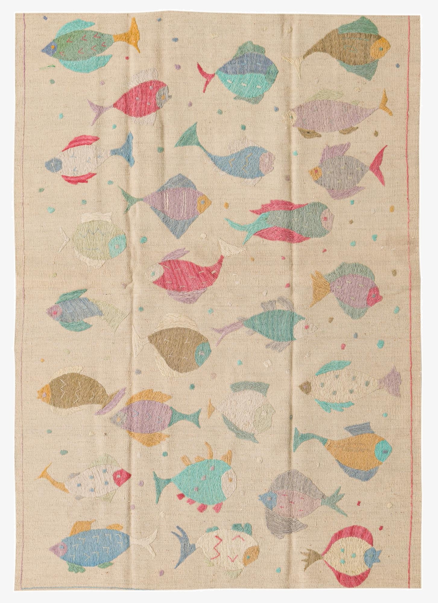 4' 2 x 5' 10  Hand Woven Kilim Suzani Wool Rug