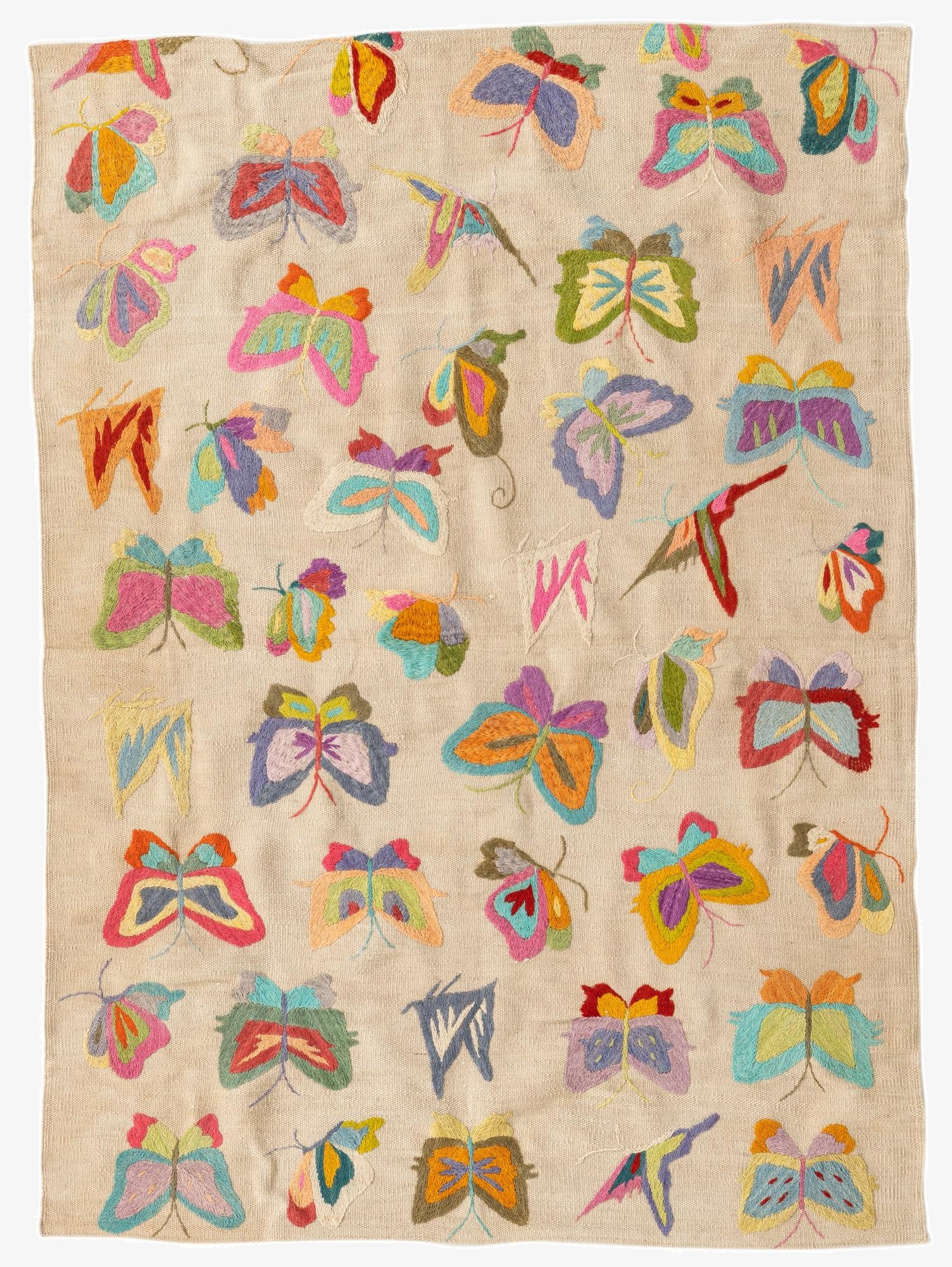 4' x 5' 6  Hand Woven Kilim Suzani Wool Rug