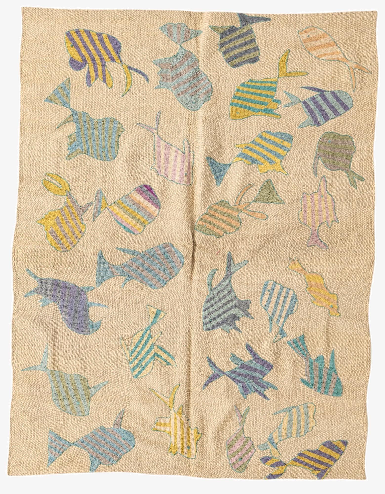 4' 2 x 5' 5  Hand Woven Kilim Suzani Wool Rug