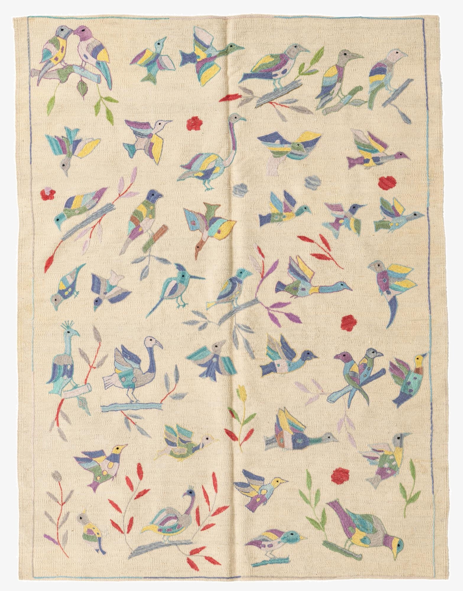 4' 4 x 5' 8  Hand Woven Kilim Suzani Wool Rug