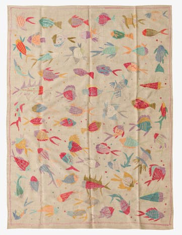 5' 5 x 7' 3 Hand Woven Kilim Suzani Wool Rug