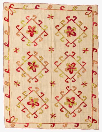 5' 9 x 7' 7 Hand Woven Kilim Suzani Wool Rug