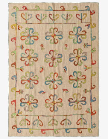 5' 7 x 7' 9 Hand Woven Kilim Suzani Wool Rug