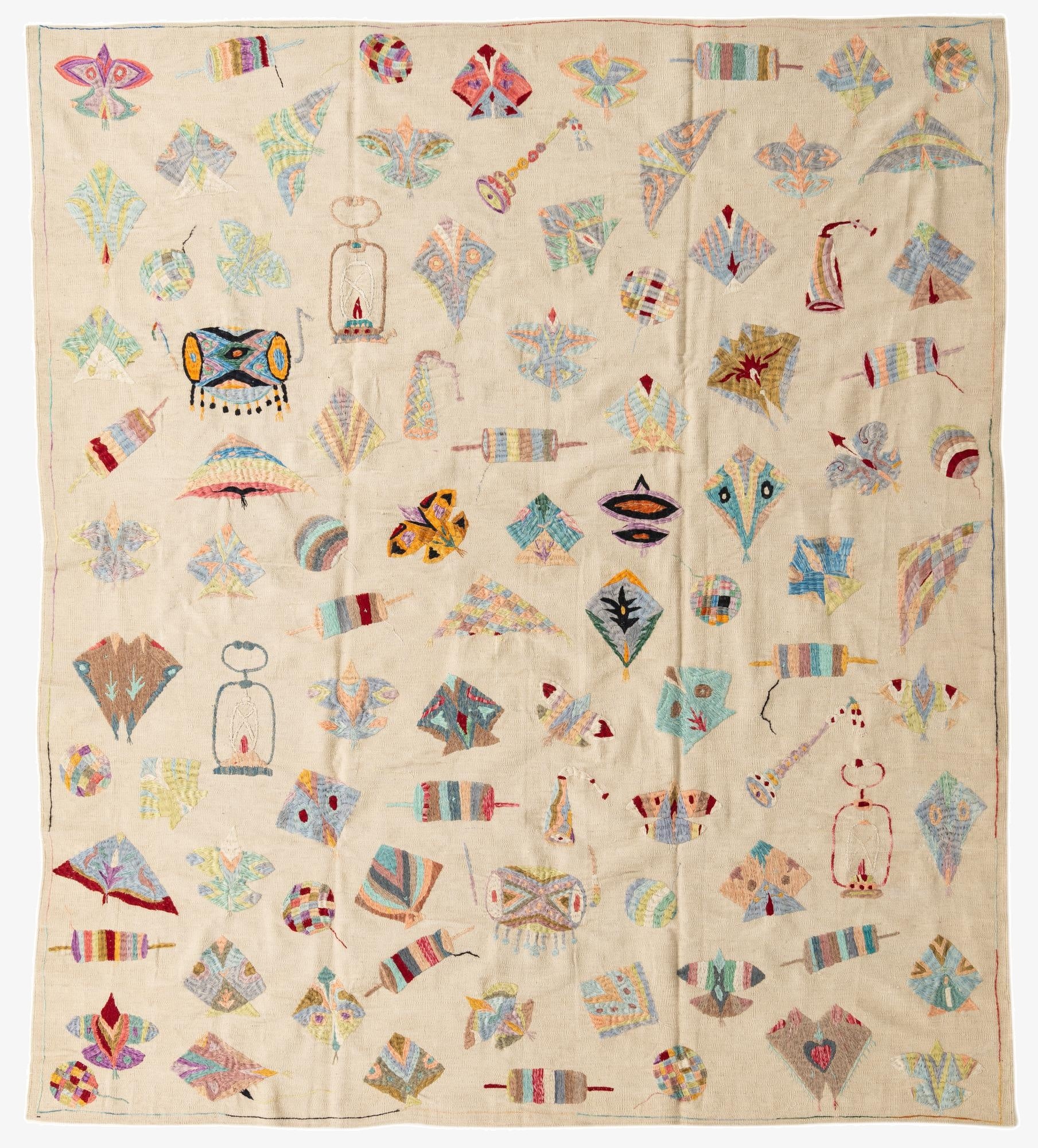 8' 4 x 9' 6  Hand Woven Kilim Suzani Wool Rug