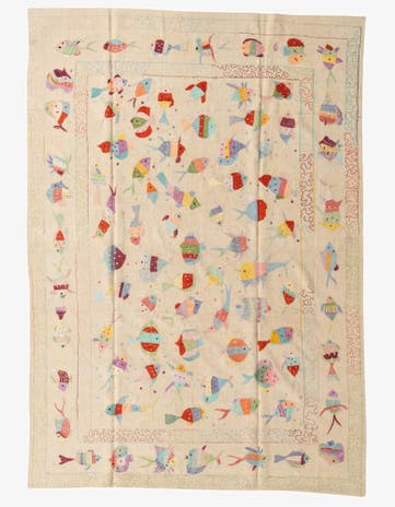 6' 6 x 9' 2 Hand Woven Kilim Suzani Wool Rug