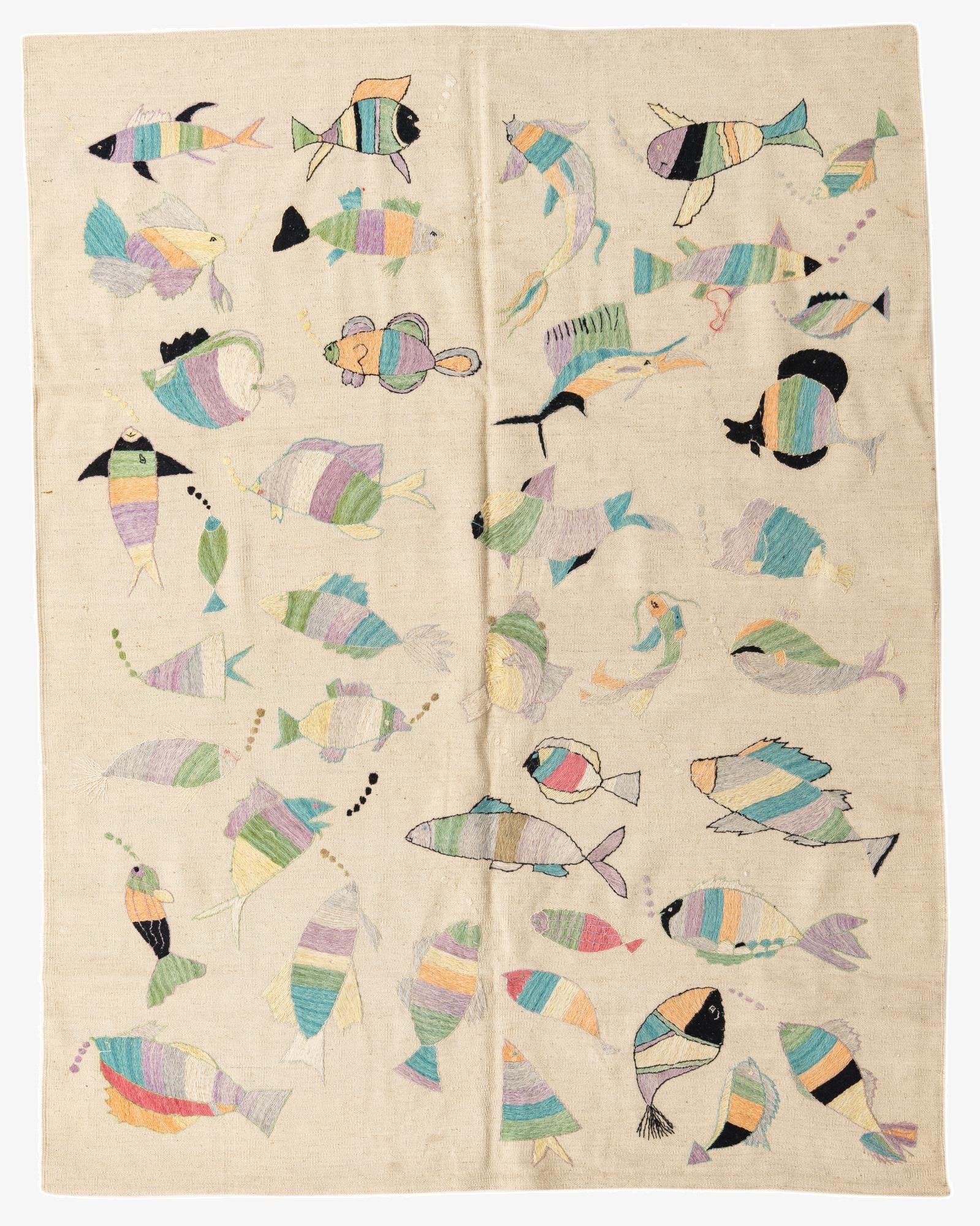 5' 8 x 7' 4  Hand Woven Kilim Suzani Wool Rug