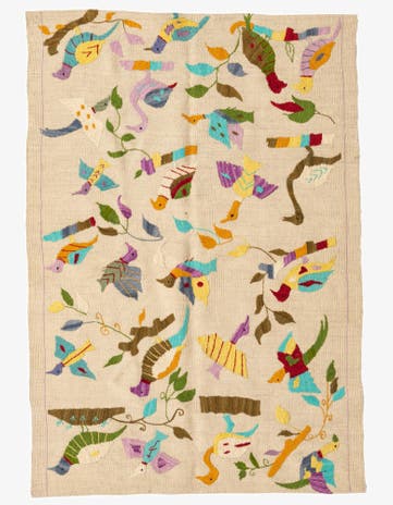 3' 2 x 4' 7 Hand Woven Kilim Suzani Wool Rug