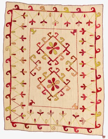 5' 10 x 7' 5 Hand Woven Kilim Suzani Wool Rug