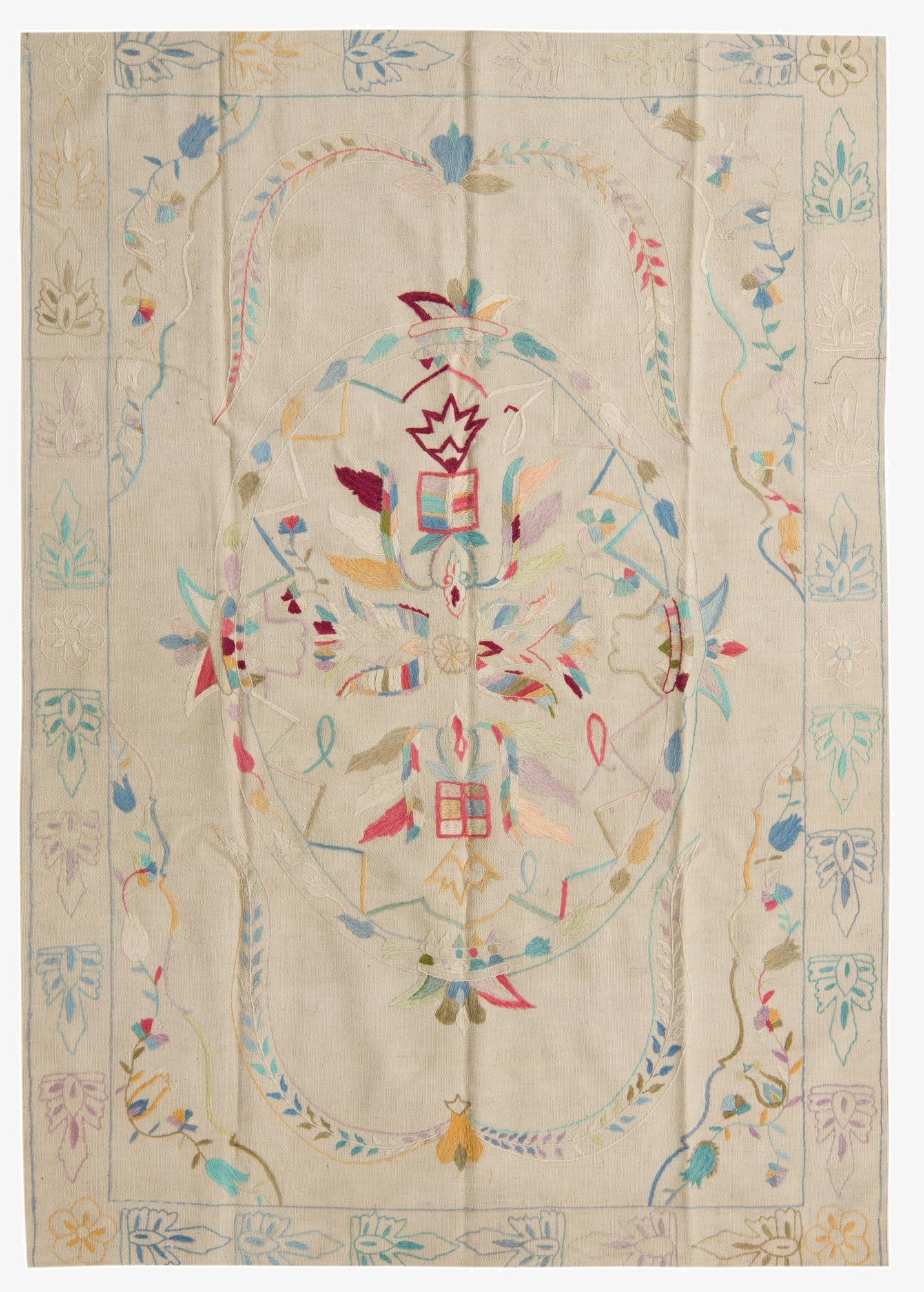 5' 7 x 7' 9  Hand Woven Kilim Suzani Wool Rug