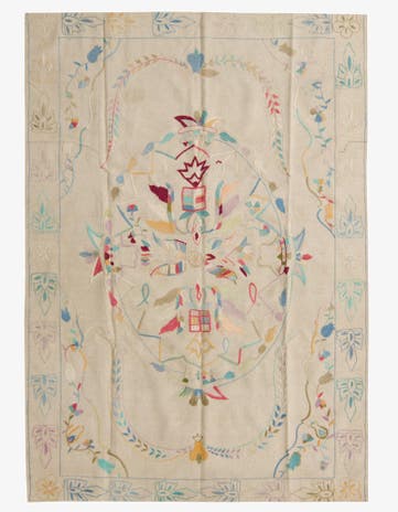 5' 7 x 7' 9 Hand Woven Kilim Suzani Wool Rug