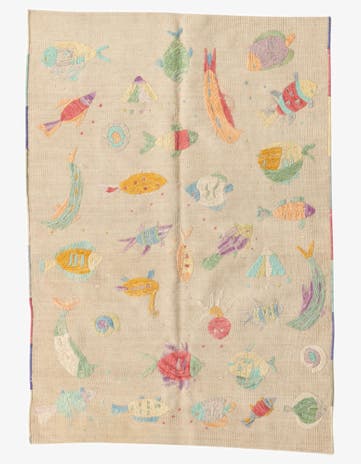 3' 2 x 4' 6 Hand Woven Kilim Suzani Wool Rug