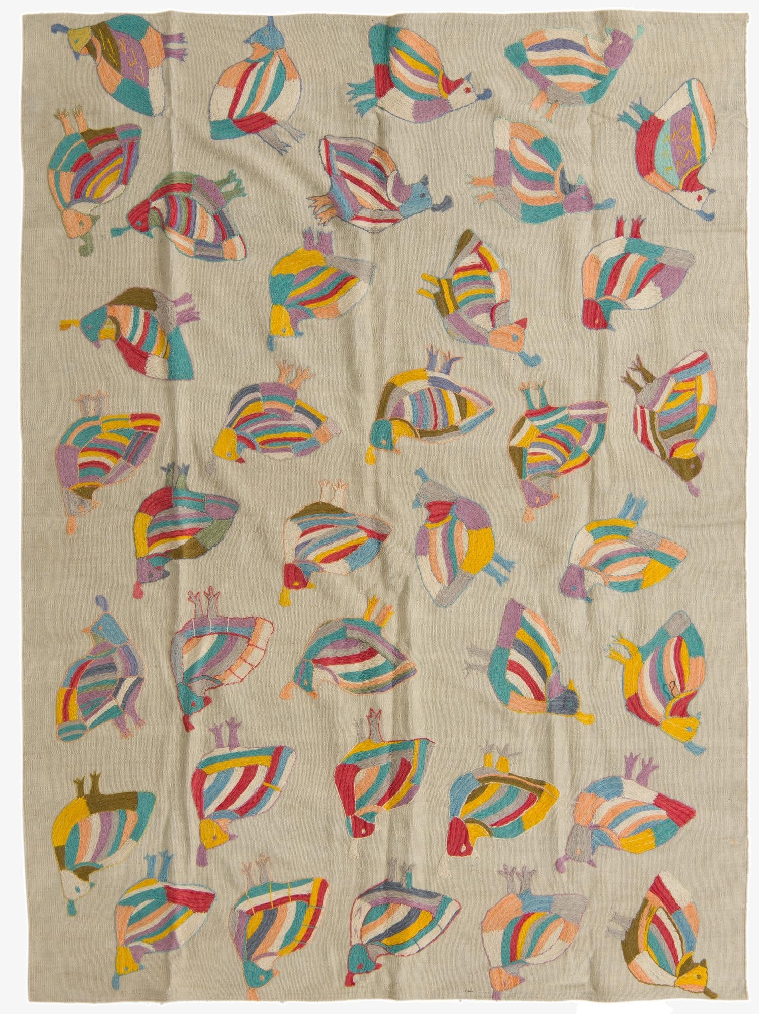 5' 4 x 7' 2  Hand Woven Kilim Suzani Wool Rug