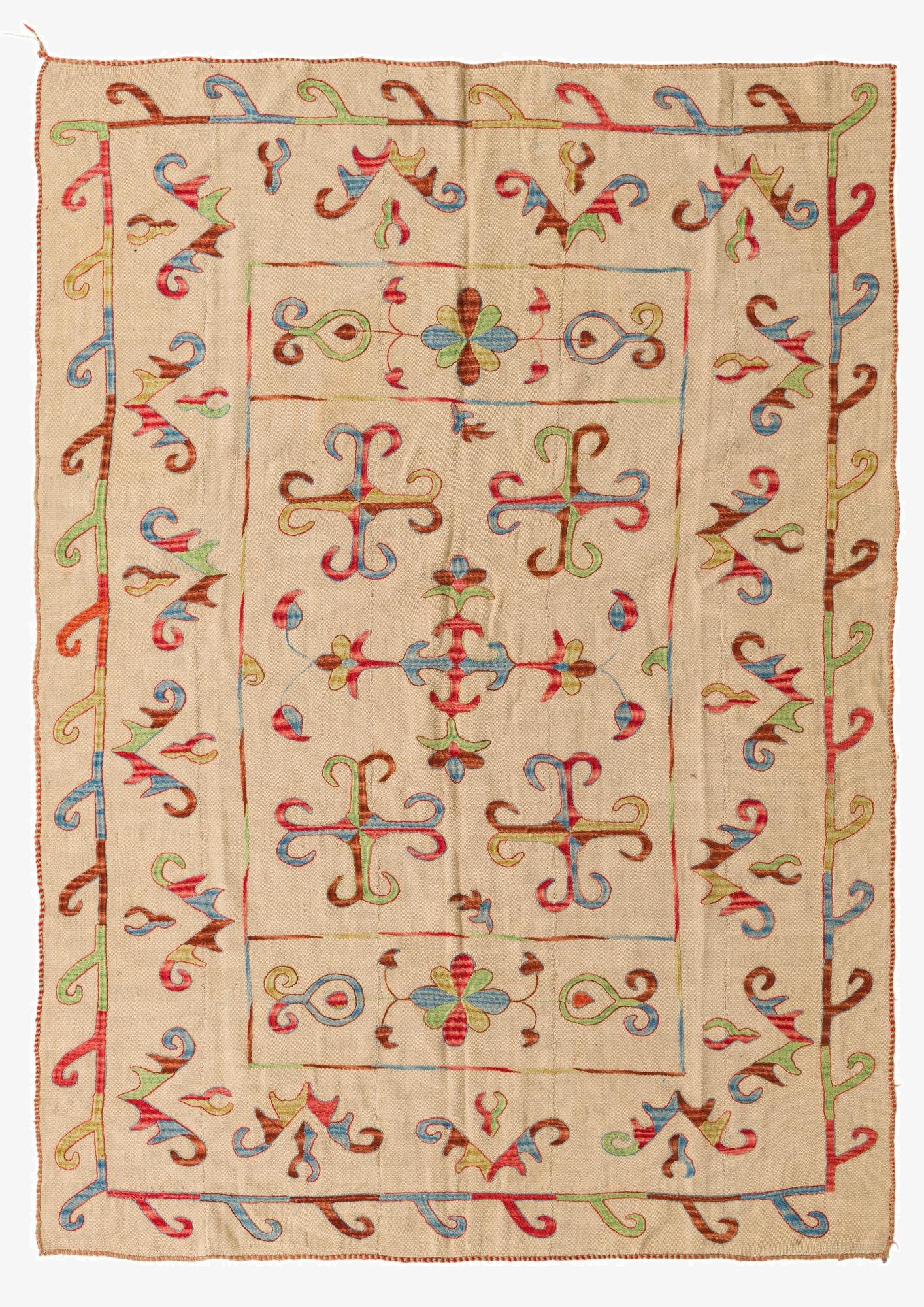 5' 6 x 7' 7  Hand Woven Kilim Suzani Wool Rug