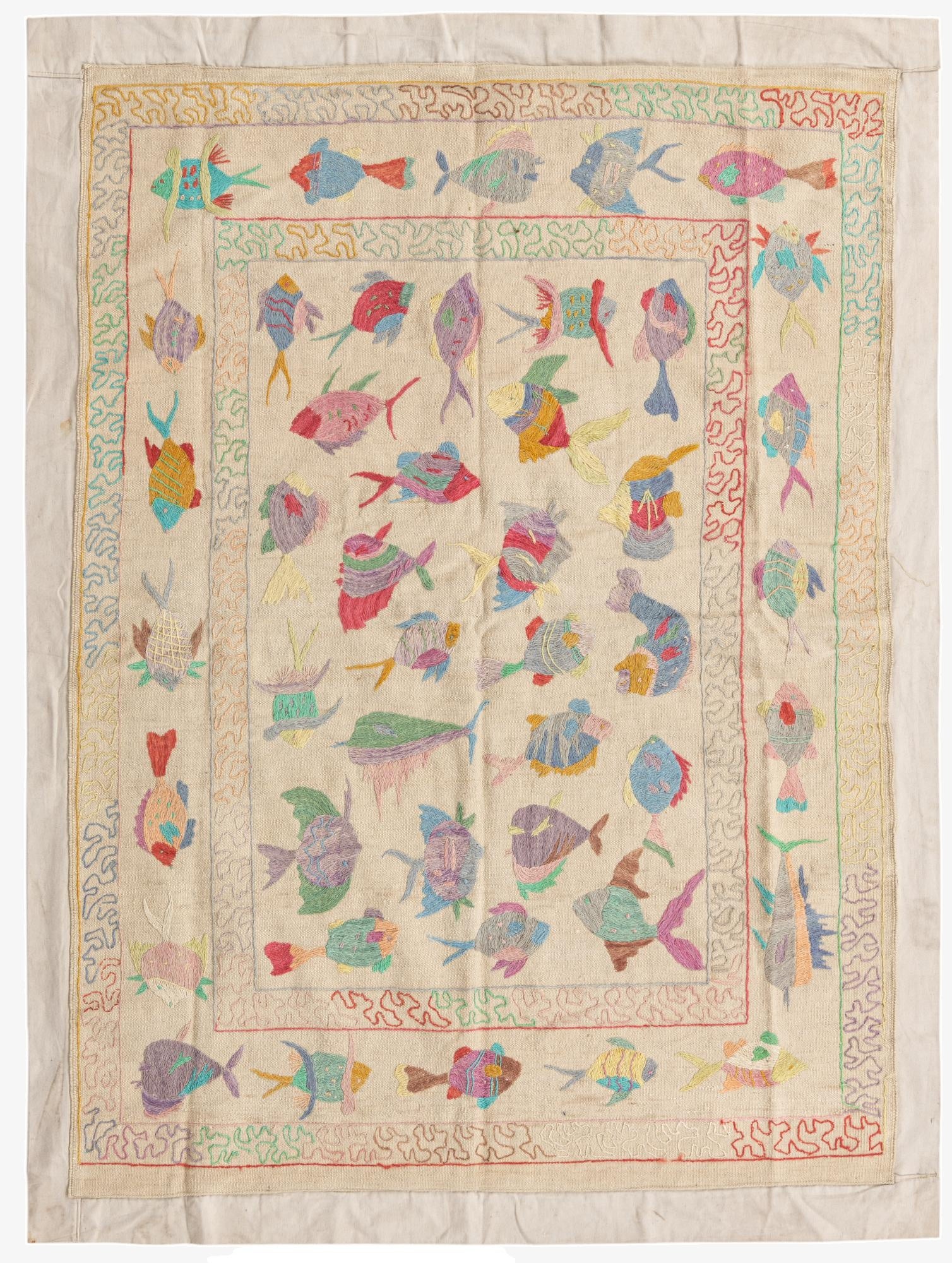 5' 2 x 7'  Hand Woven Kilim Suzani Wool Rug