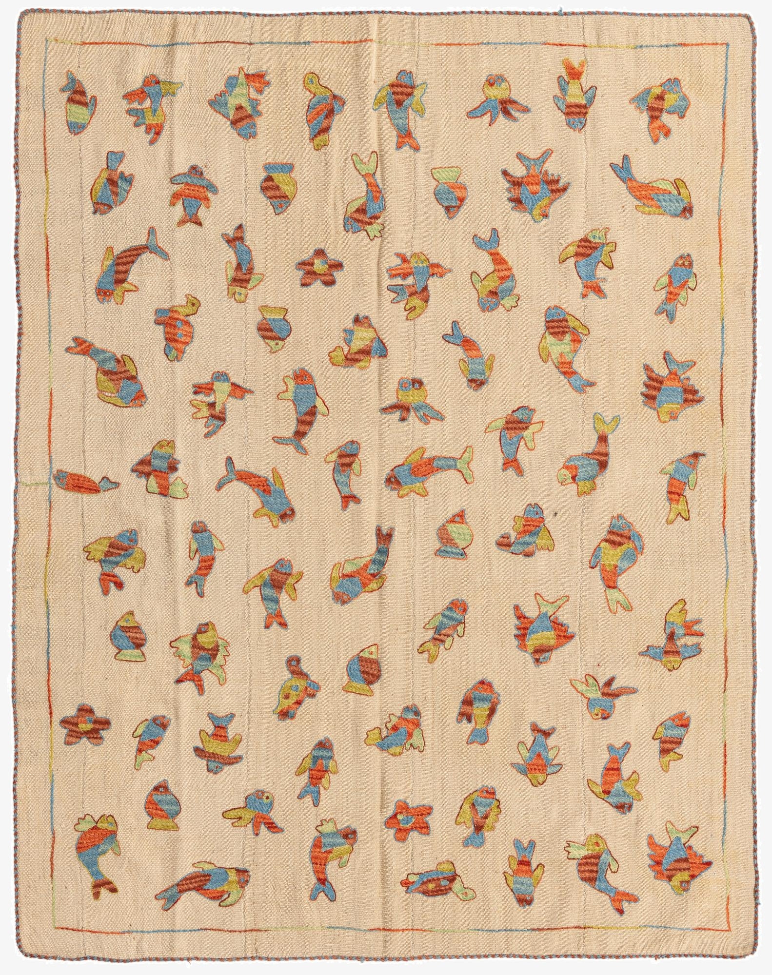 5' 2 x 6' 8  Hand Woven Kilim Suzani Wool Rug