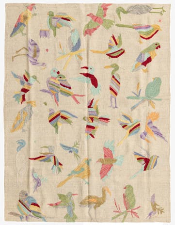 4' 2 x 5' 8 Hand Woven Kilim Suzani Wool Rug