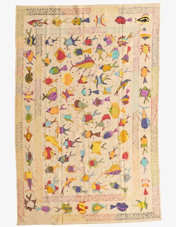 6' 4 x 9' 6 Hand Woven Kilim Suzani Wool Rug