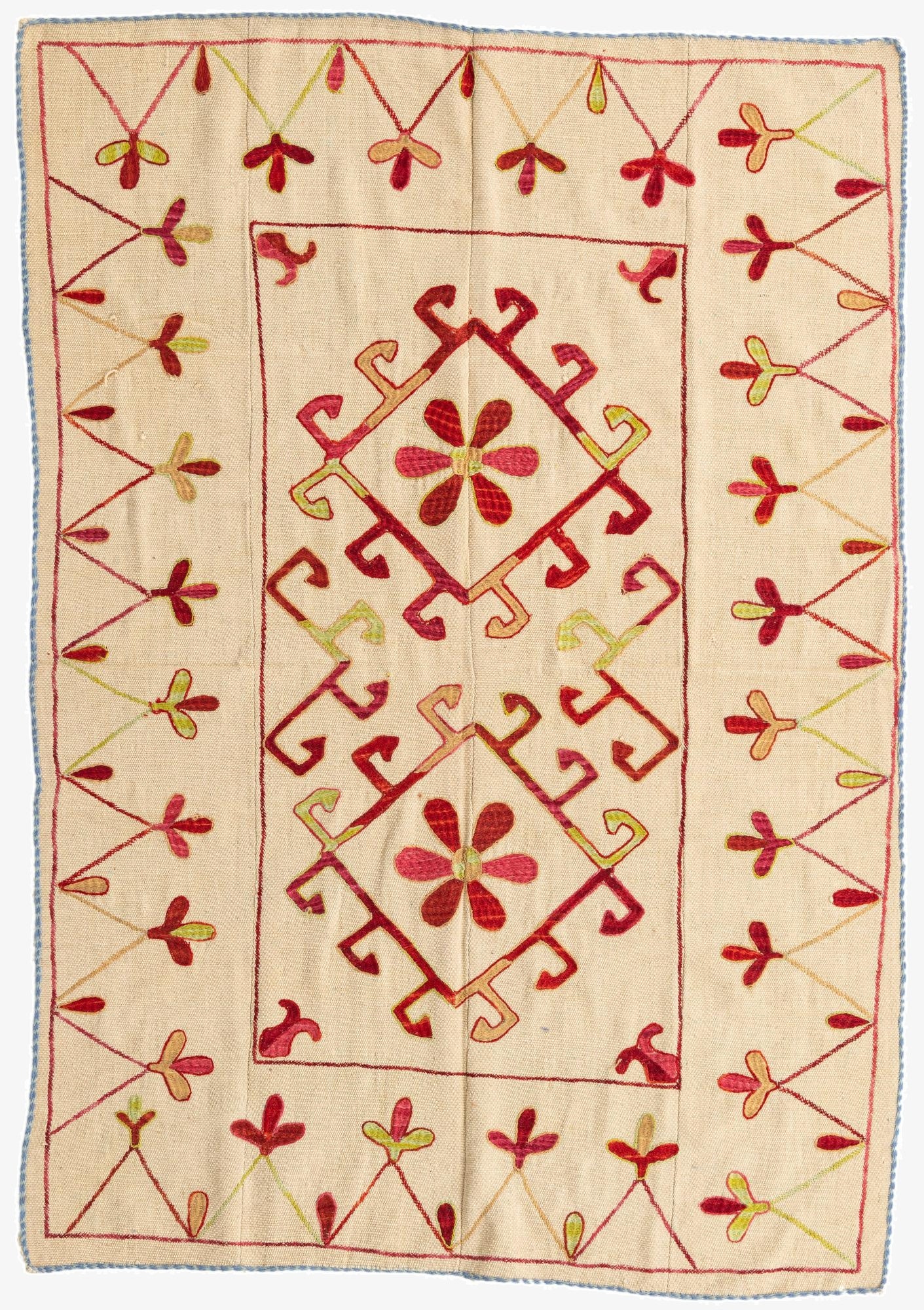 4' 8 x 6' 8  Hand Woven Kilim Suzani Wool Rug