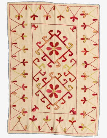 4' 8 x 6' 8 Hand Woven Kilim Suzani Wool Rug