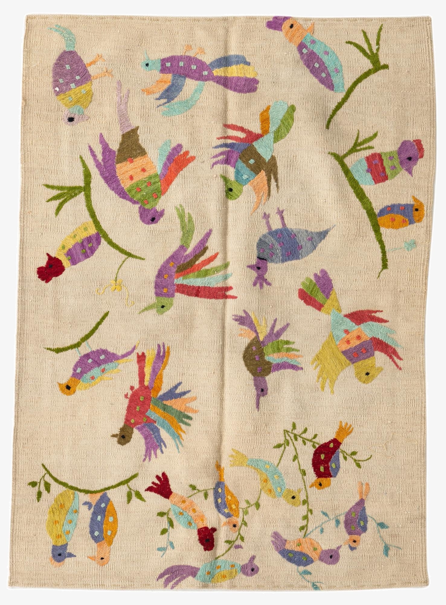 3' 3 x 4' 7  Hand Woven Kilim Suzani Wool Rug