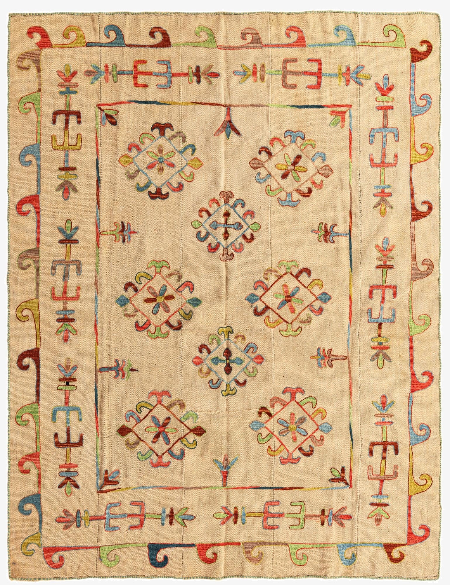 170cm x 225cm  Hand Woven Kilim Suzani Wool Rug