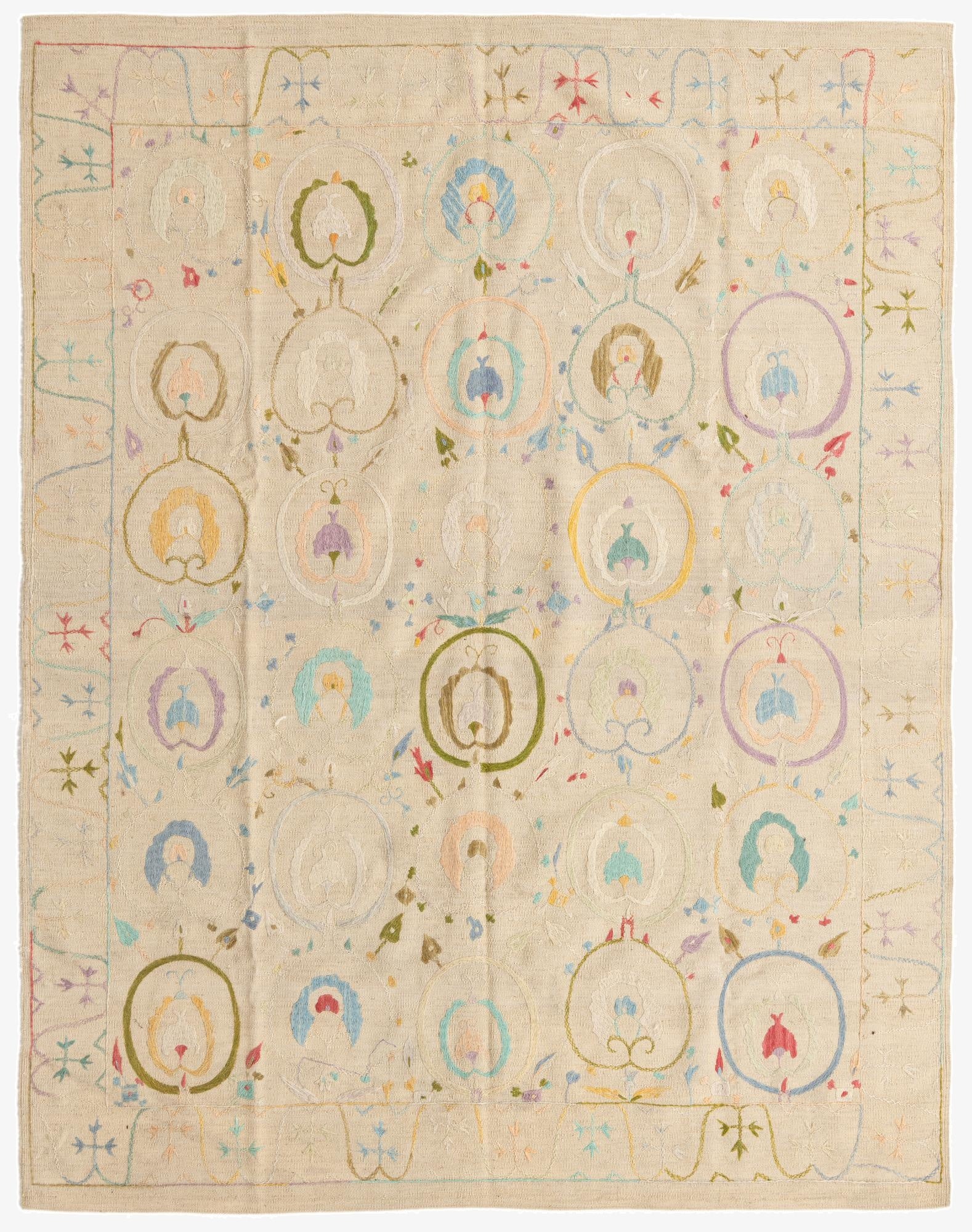 6' x 7' 8  Hand Woven Kilim Suzani Wool Rug