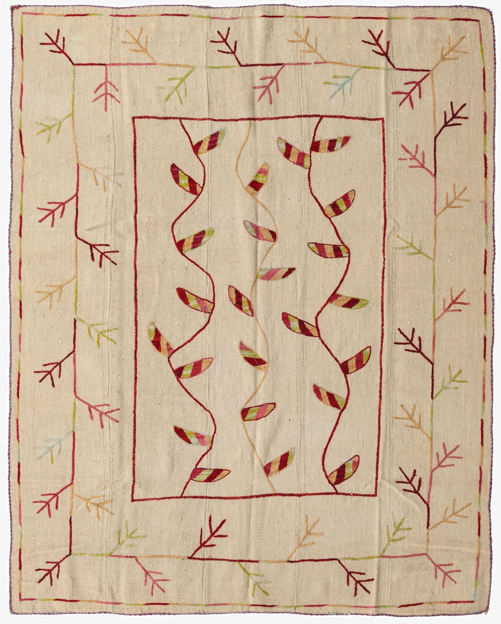 5' 3 x 6' 6  Hand Woven Kilim Suzani Wool Rug