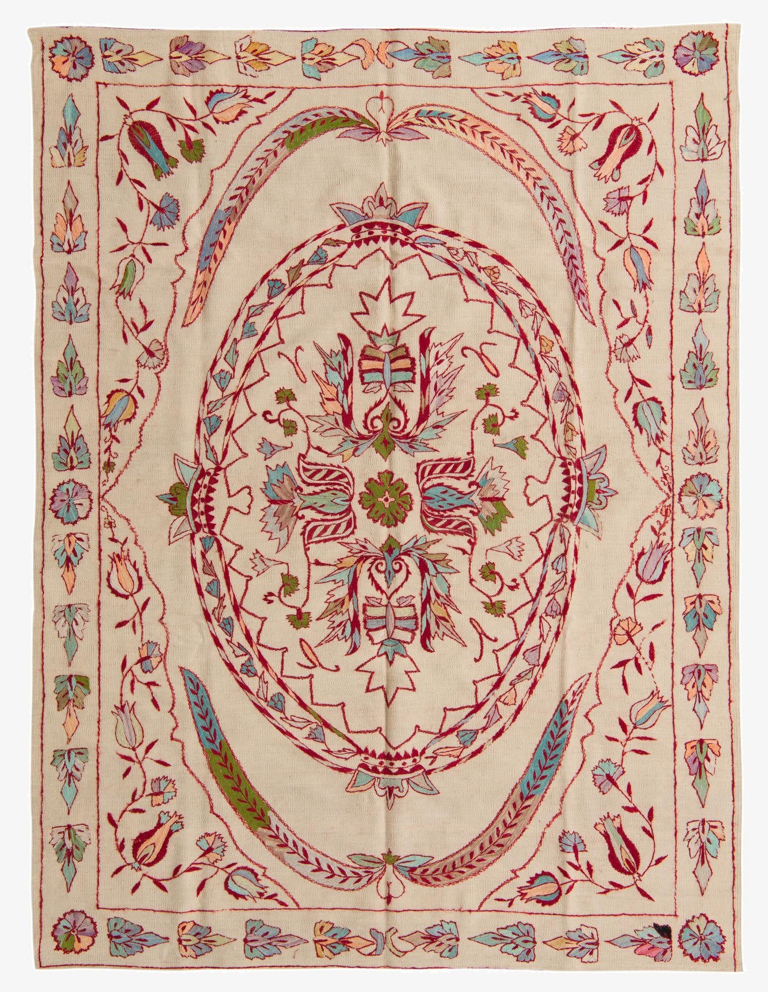 5' 10 x 7' 10  Hand Woven Kilim Suzani Wool Rug