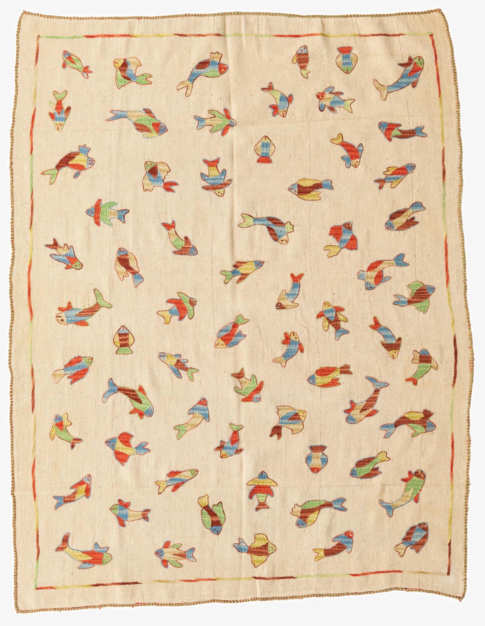 5' x 6' 5  Hand Woven Kilim Suzani Wool Rug