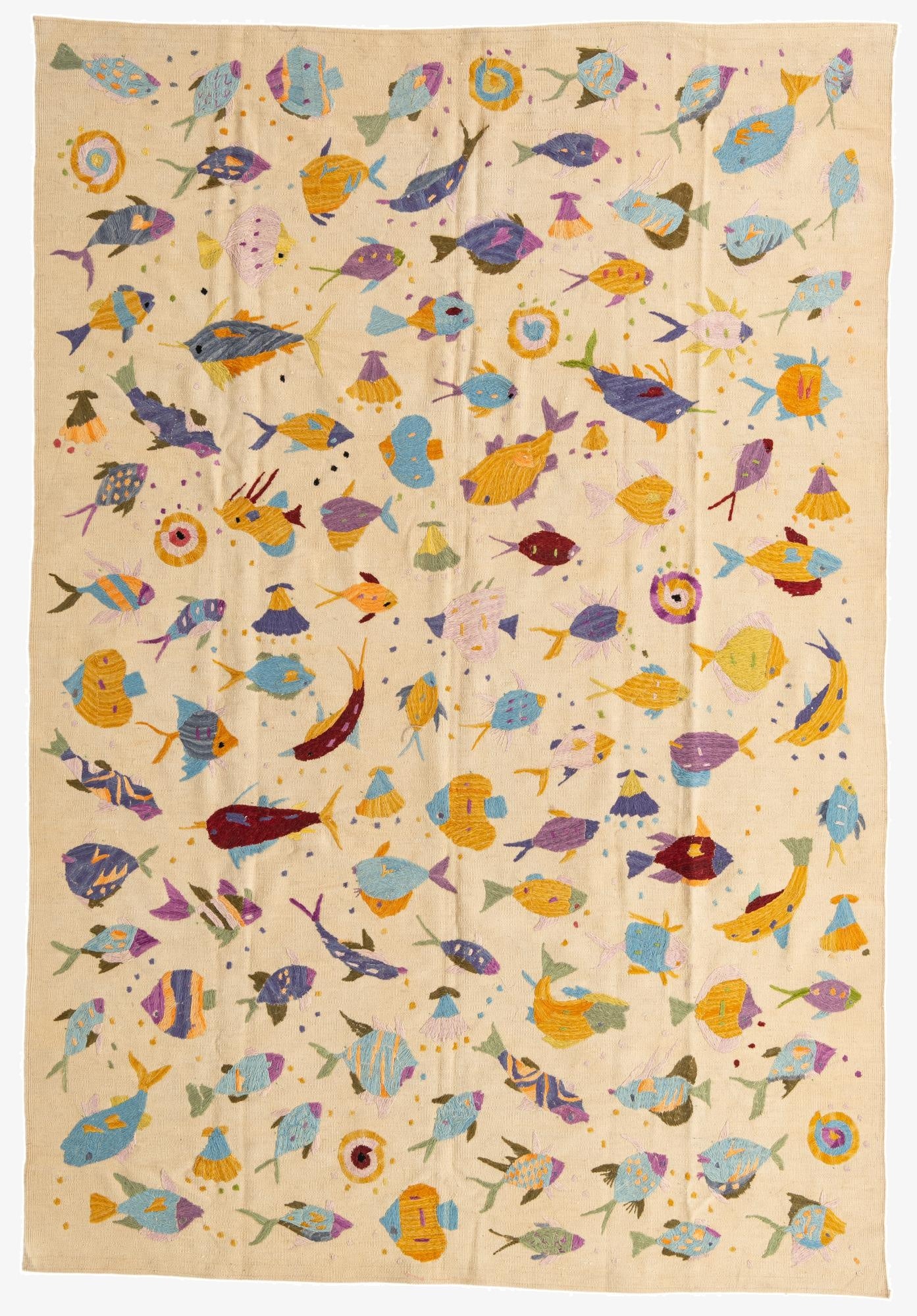 6' 5 x 9' 5  Hand Woven Kilim Suzani Wool Rug