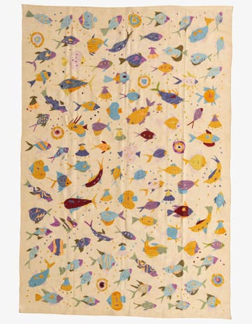 6' 5 x 9' 5 Hand Woven Kilim Suzani Wool Rug