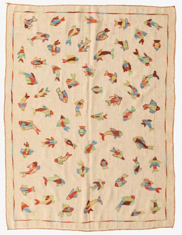 4' 10 x 6' 6 Hand Woven Kilim Suzani Wool Rug