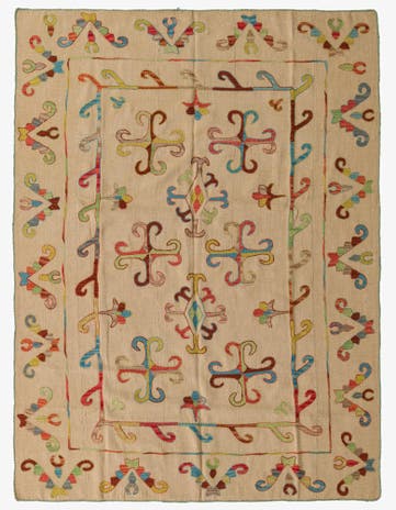 5' 9 x 7' 9 Hand Woven Kilim Suzani Wool Rug