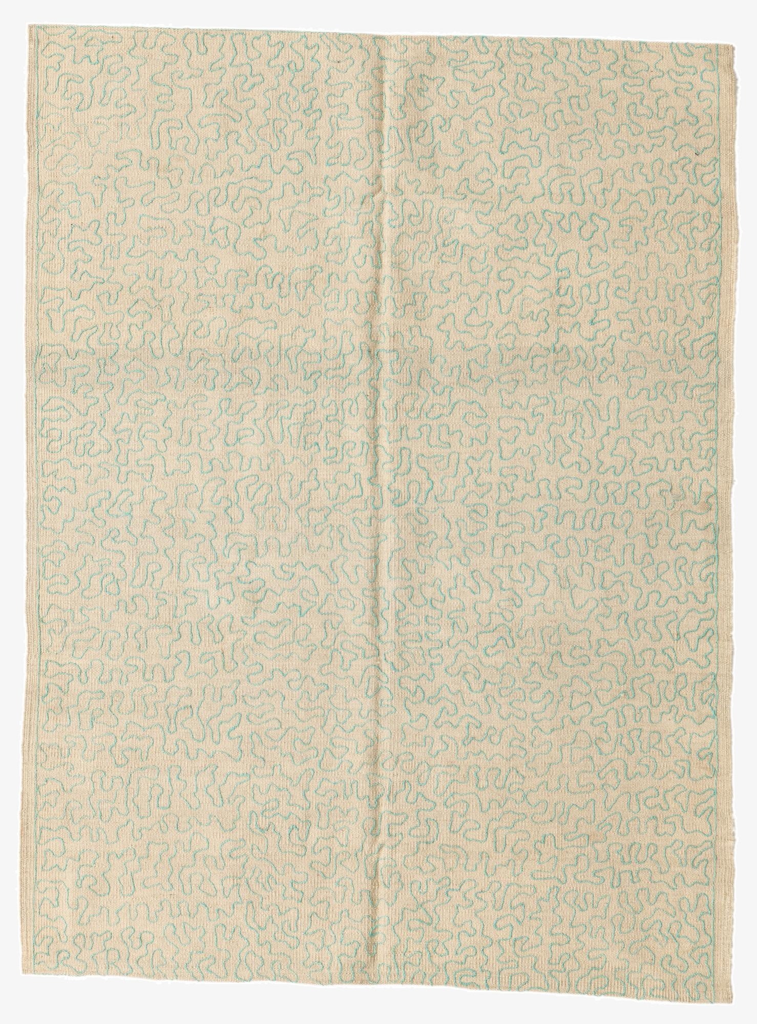 4' 1 x 5' 6  Hand Woven Kilim Suzani Wool Rug