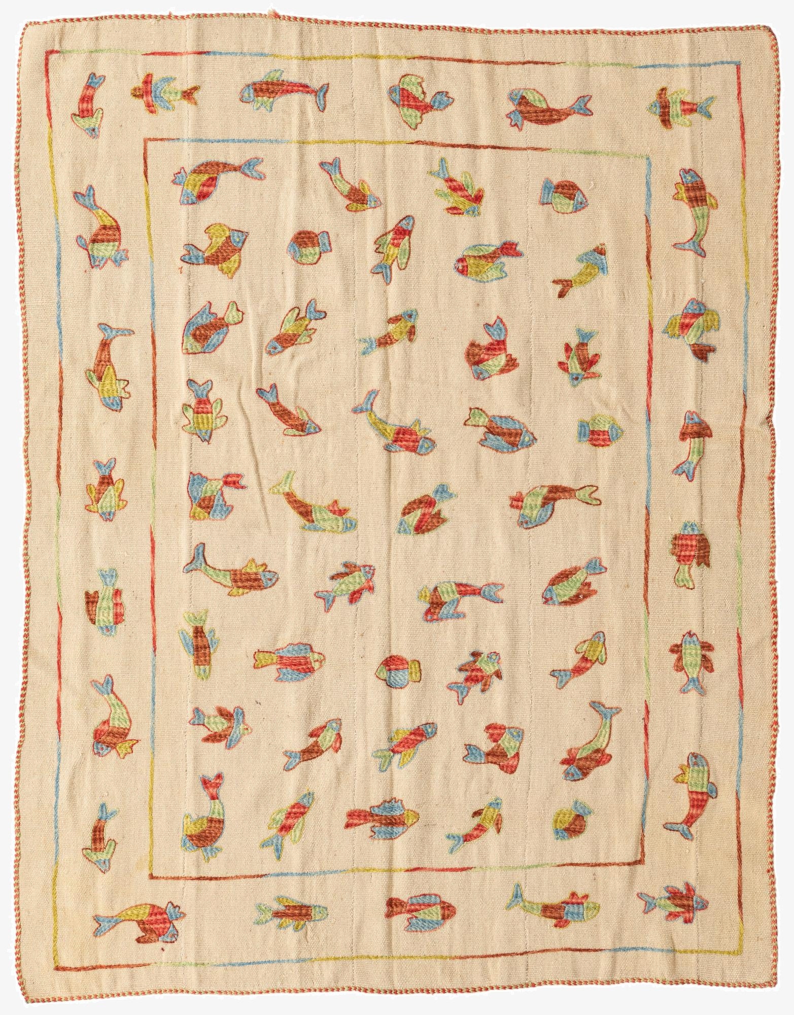 5' x 6' 3  Hand Woven Kilim Suzani Wool Rug