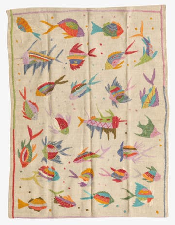 3' 4 x 4' 5 Hand Woven Kilim Suzani Wool Rug