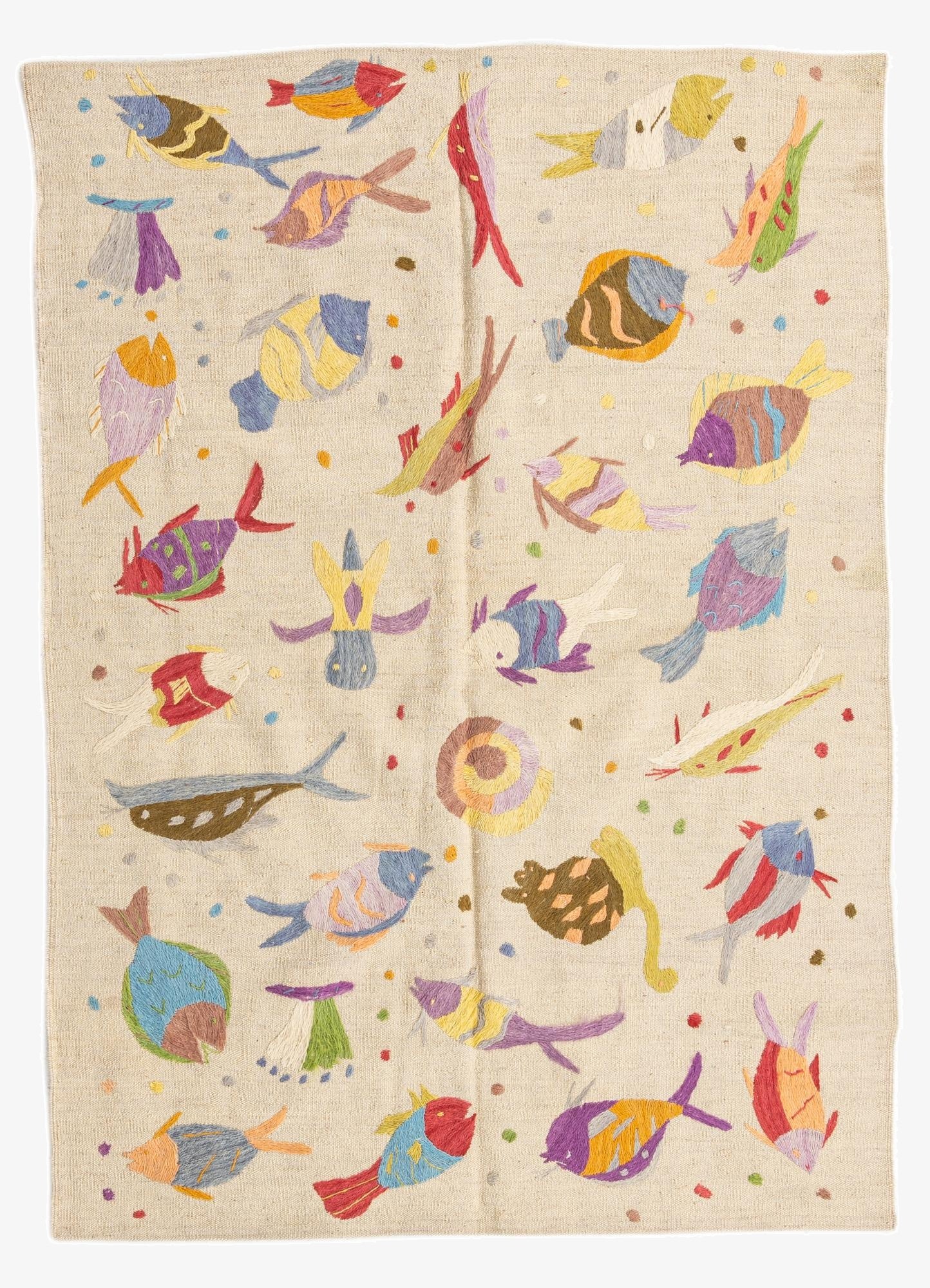 4' x 5' 6  Hand Woven Kilim Suzani Wool Rug