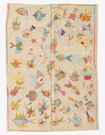 4' x 5' 6 Hand Woven Kilim Suzani Wool Rug