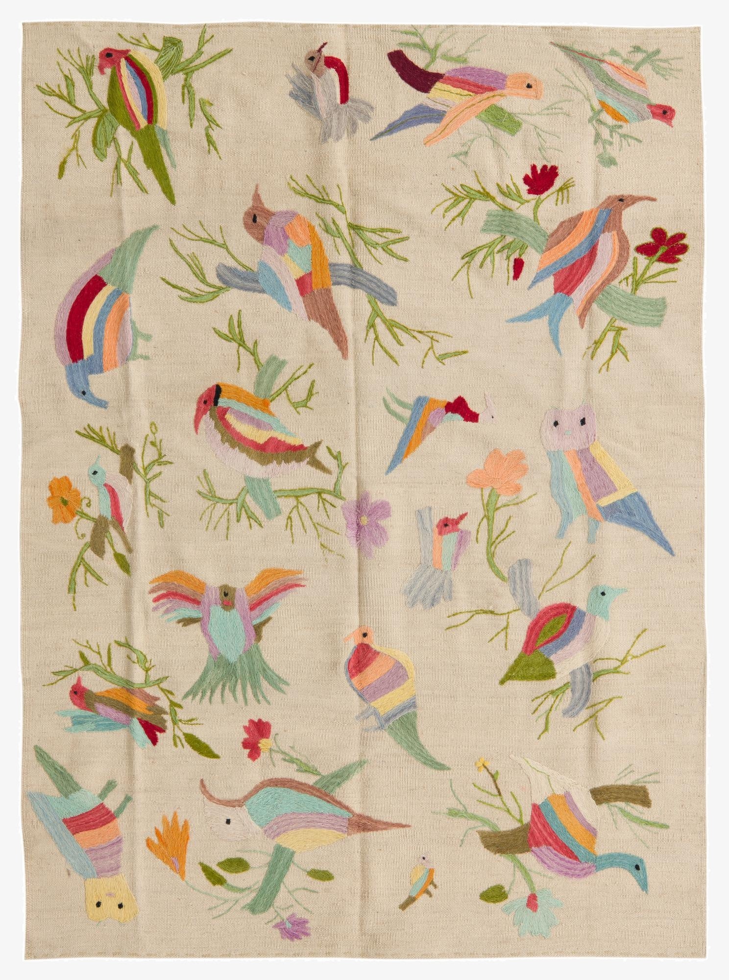 4' 2 x 5' 8  Hand Woven Kilim Suzani Wool Rug