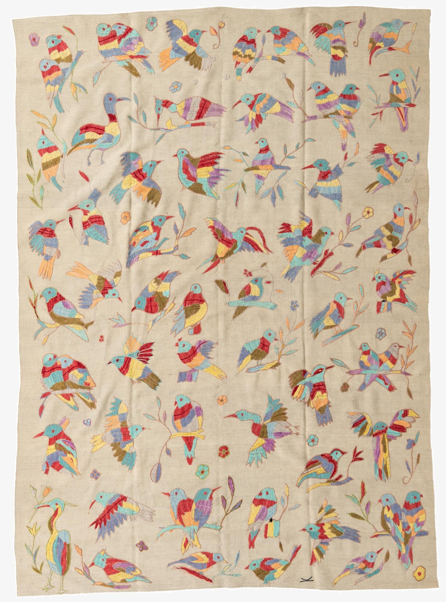 6' 5 x 9' 1  Hand Woven Kilim Suzani Wool Rug