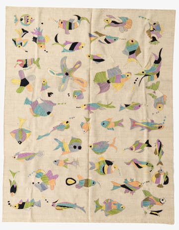 5' 9 x 7' 3 Hand Woven Kilim Suzani Wool Rug