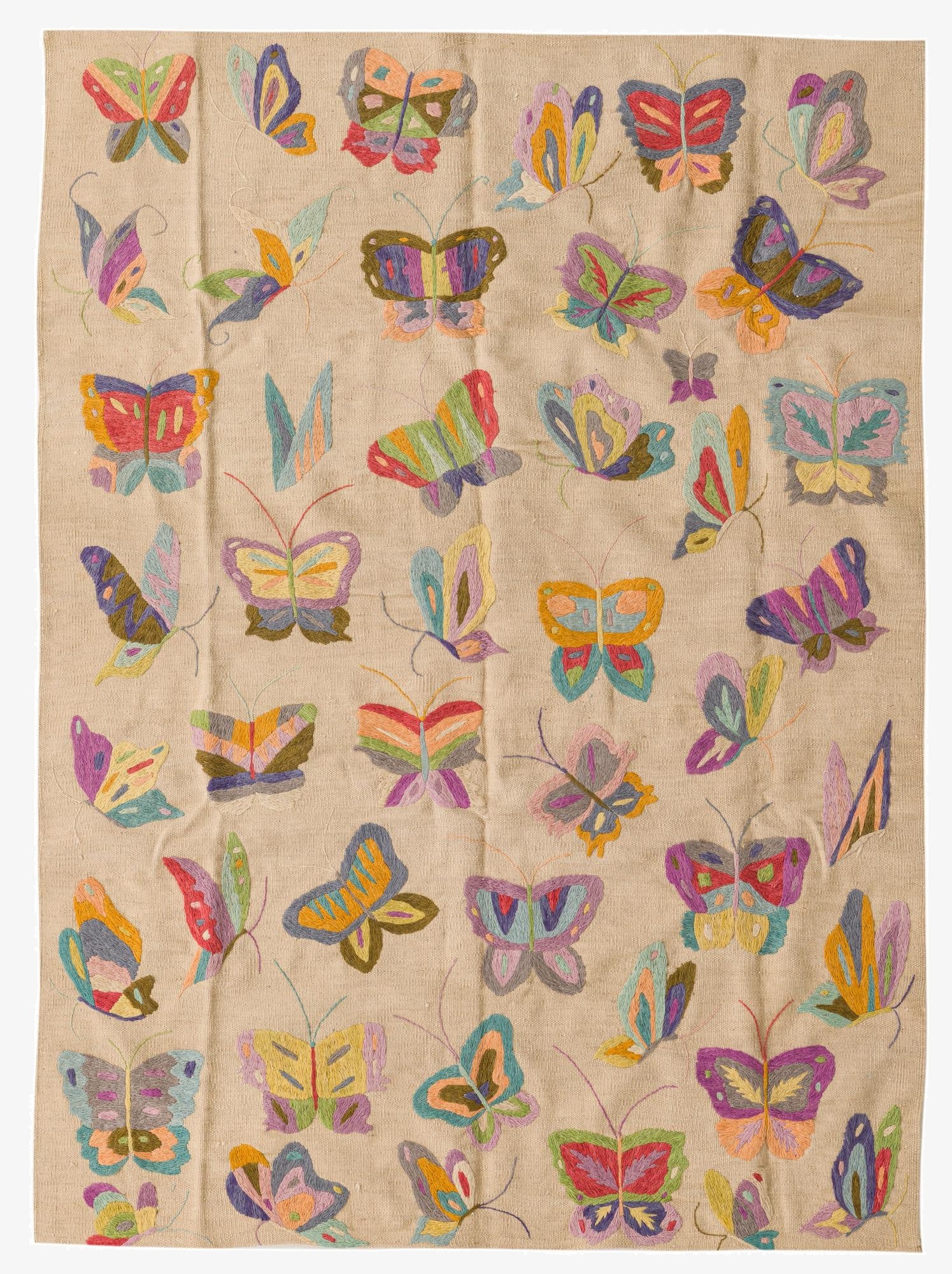 4' 8 x 6' 5  Hand Woven Kilim Suzani Wool Rug