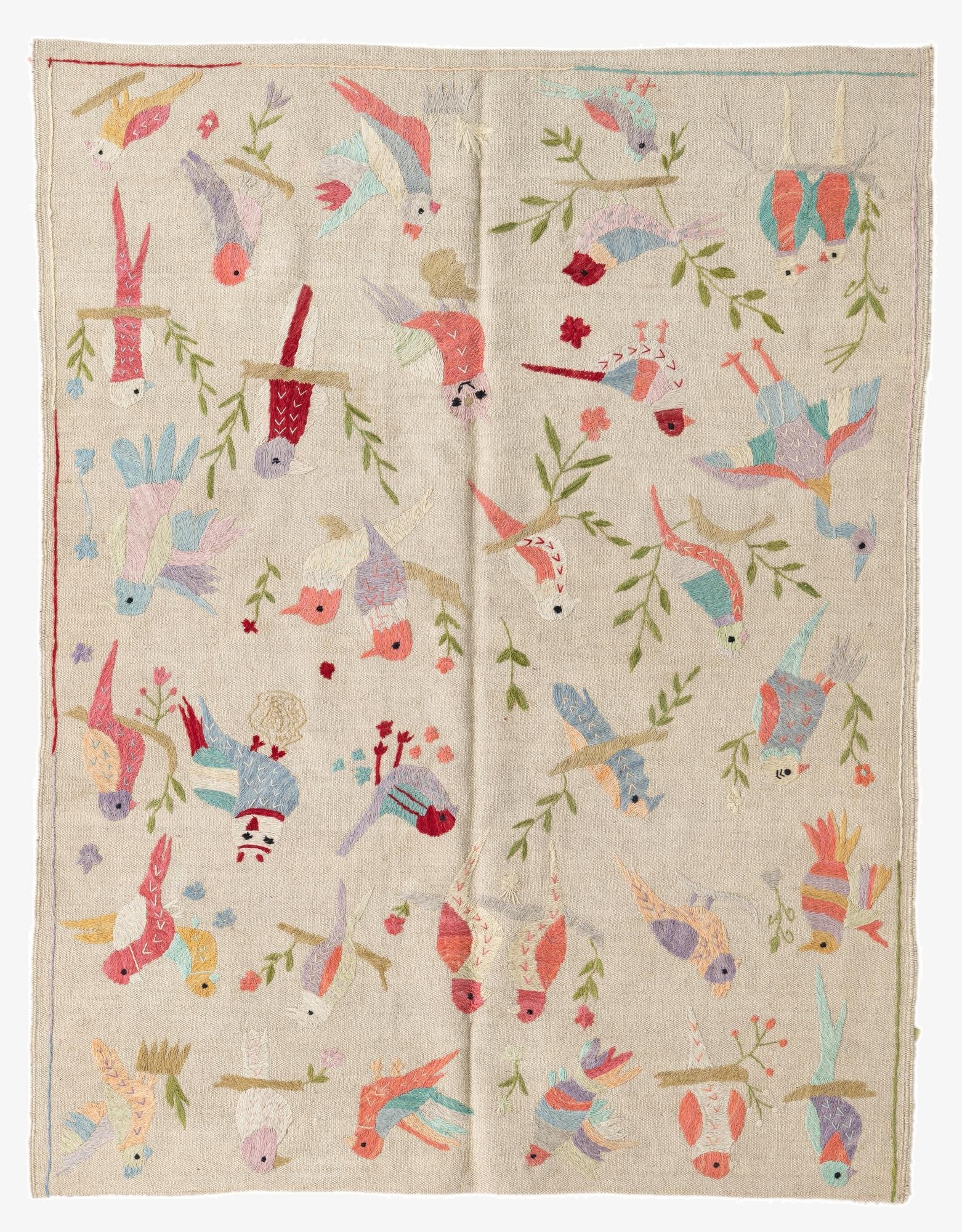 4' 2 x 5' 5  Hand Woven Kilim Suzani Wool Rug