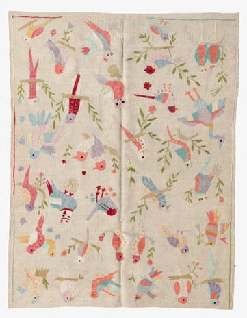 4' 2 x 5' 5 Hand Woven Kilim Suzani Wool Rug