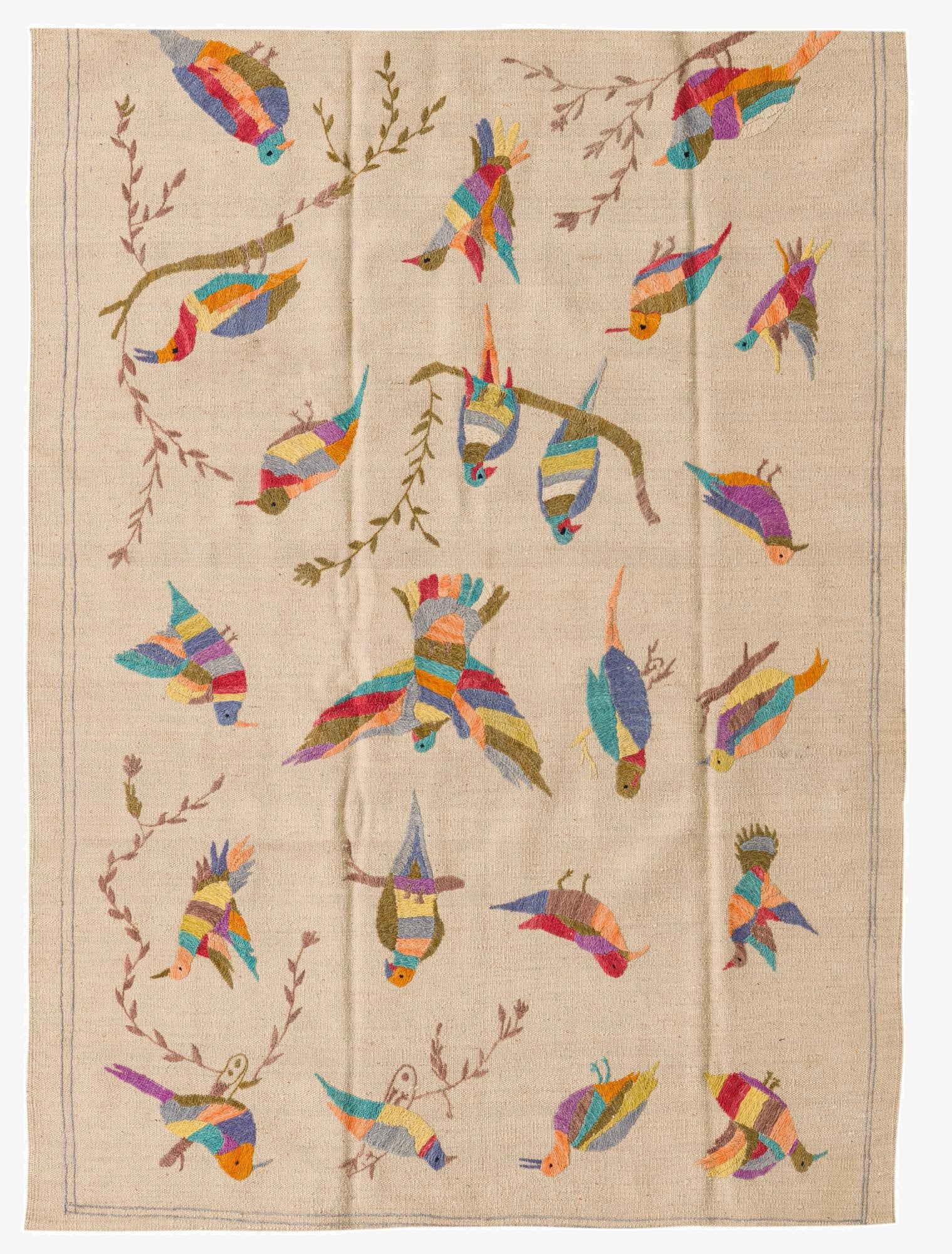 4' 2 x 5' 9  Hand Woven Kilim Suzani Wool Rug