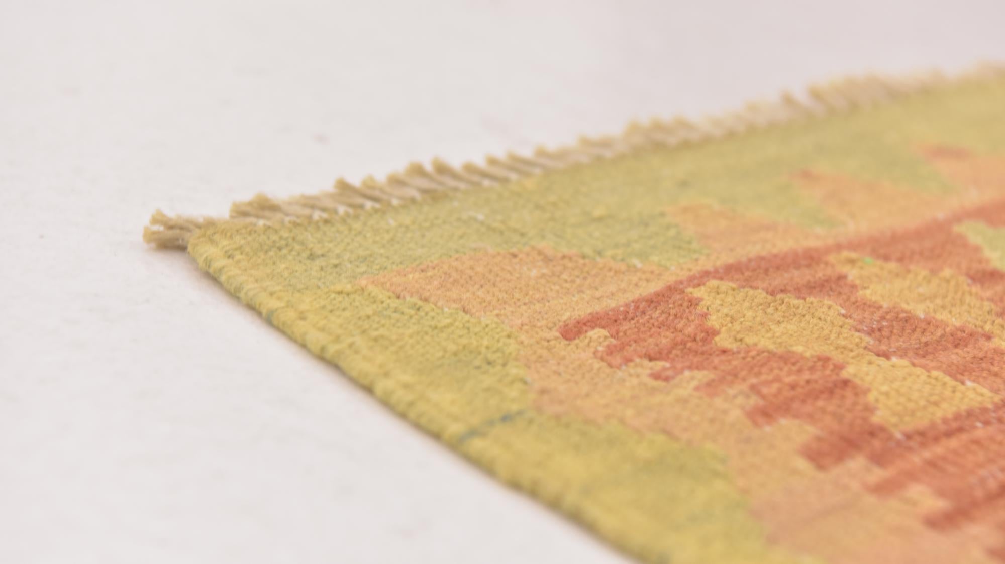 3' 2 x 4' 10 Hand Woven Kilim Waziri Wool Rug
