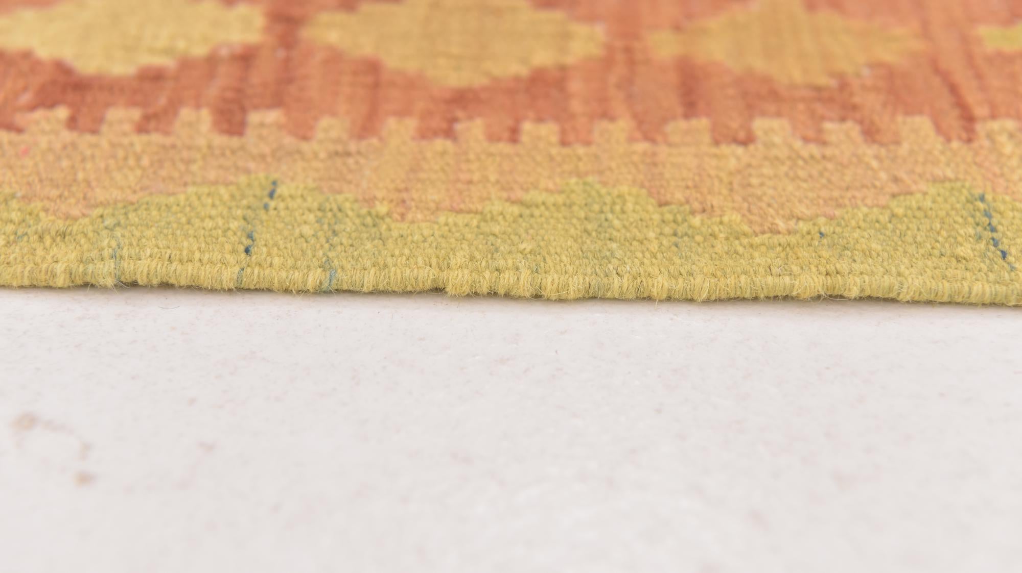 3' 2 x 4' 10 Hand Woven Kilim Waziri Wool Rug