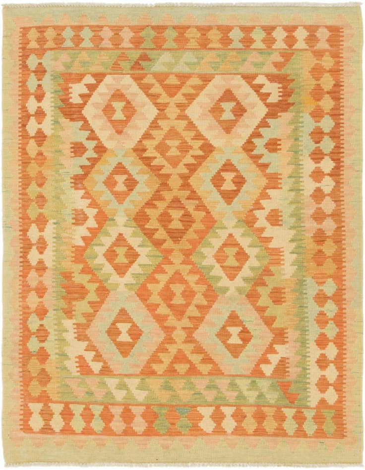 Detail image of 3' 2 x 4' 10 Hand Woven Kilim Waziri Wool Rug