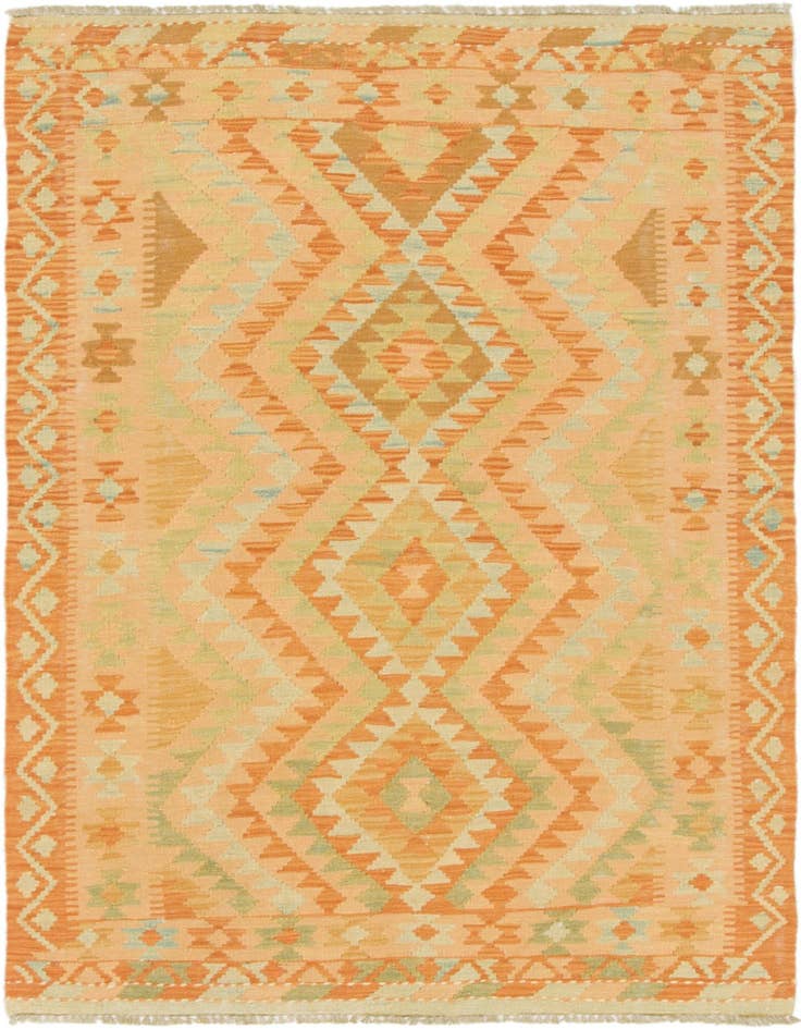 Detail image of 3' 2 x 4' 8 Hand Woven Kilim Waziri Wool Rug