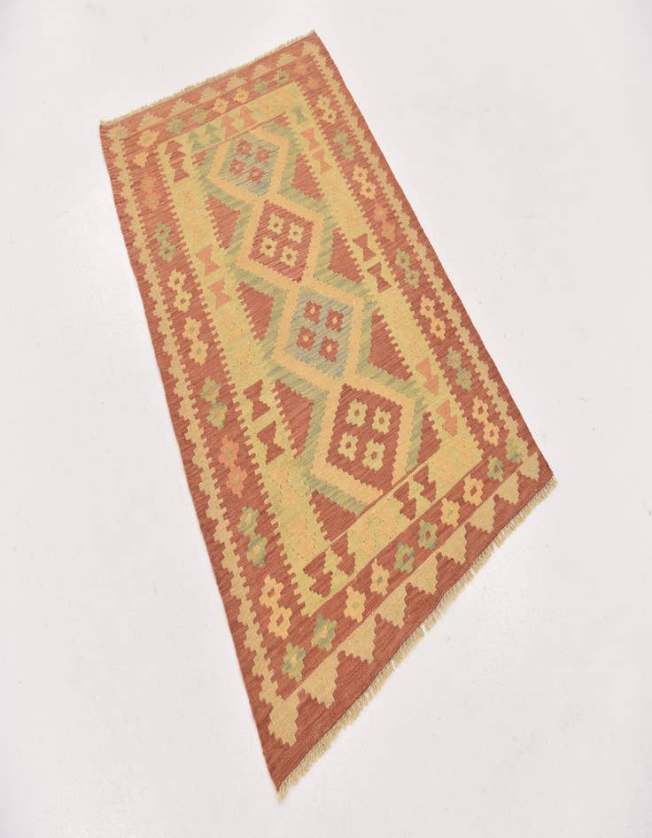 Detail image of 2' 9 x 4' 3 Hand Woven Kilim Waziri Wool Rug